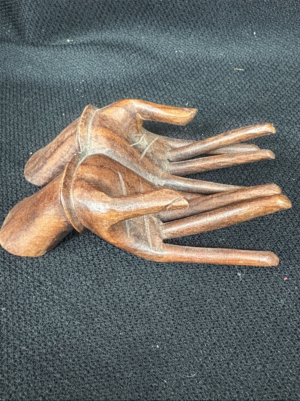 Carved Wood Hand Sculpture - Business card holder
